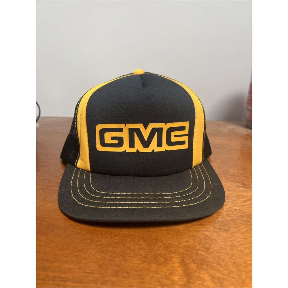 Vintage GMC Trucks Hat Trucker Hat snapback Black Yellow